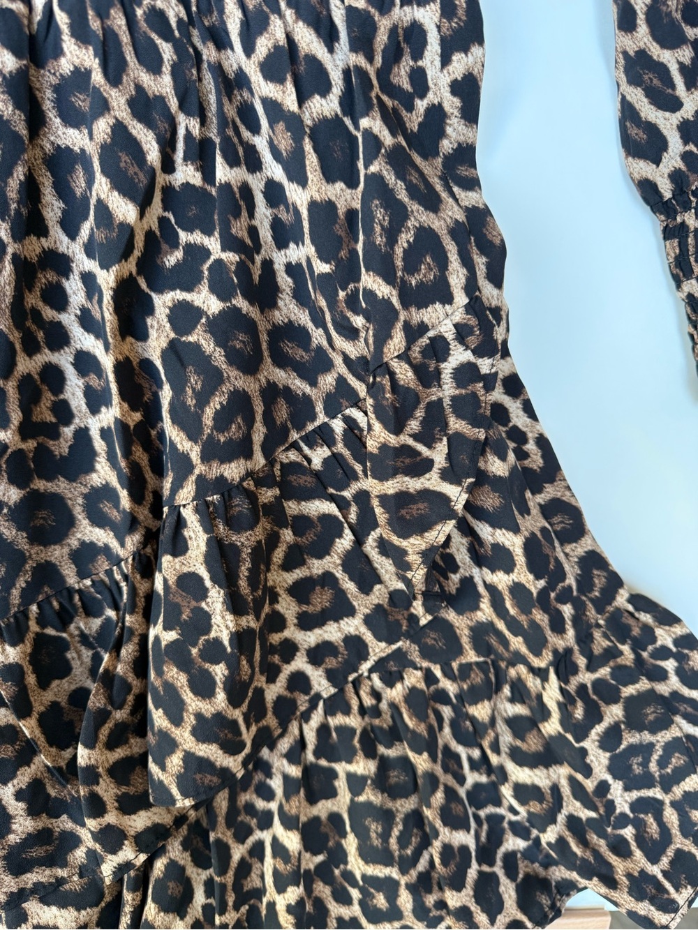 Michael Kors Petite XS Leopard Print Ruffle Dress Long Sleeve NWT - Picture 5 of 13